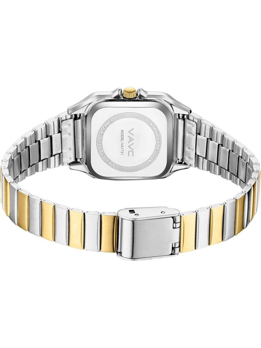 Women's Black-Tow tone Diamond with Rectangular Case Minimalist Dial Wrist Watch - Picture 3 of 7